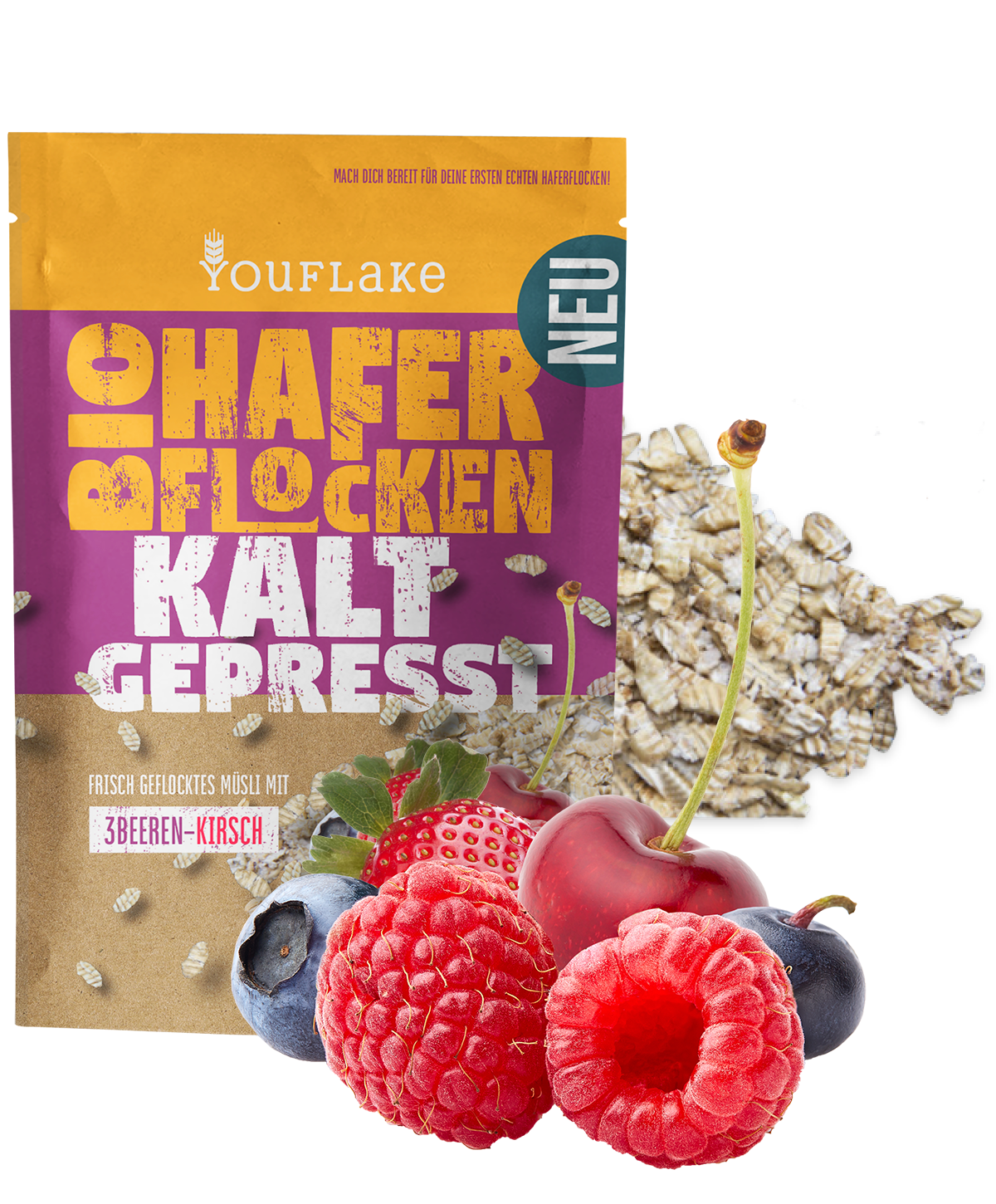 3Beeren-Kirsch BIO Müsli mit Haferflocken KALTGEPRESST 320 g – Bild 2