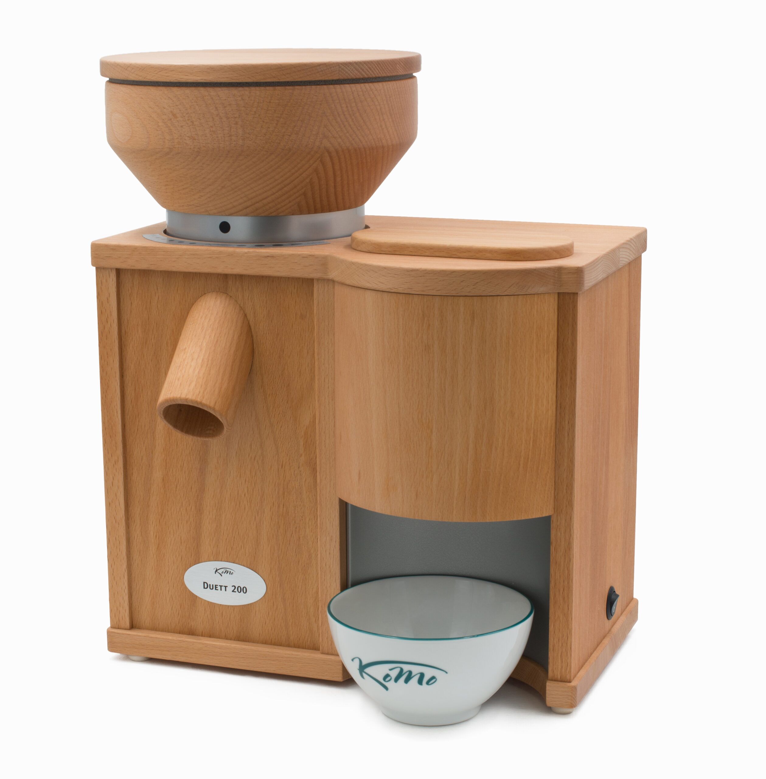 KoMo Duett 200 | elektrische Mühle + Flockenquetsche | Buche massiv | sehr leistungsfähig | frisches Mehl + frische Flocken – Bild 2