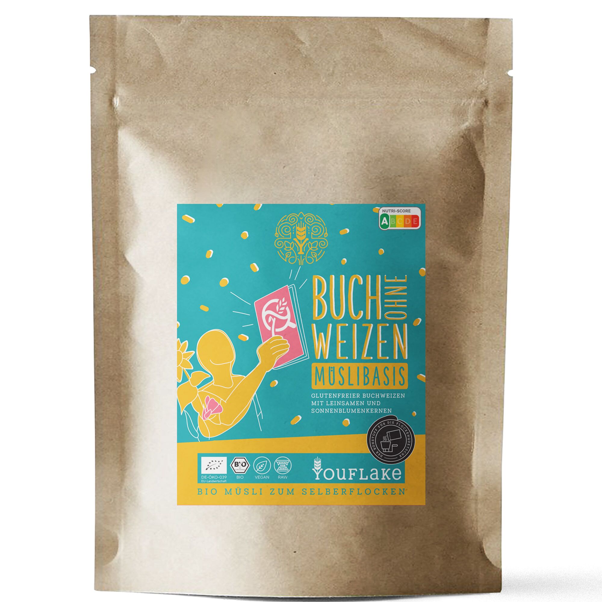 YouFlake Buch ohne Weizen Müsli Basis 2,5 kg Front